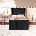 Cambridge Kids Upholstered Bed - Black Plush Velvet