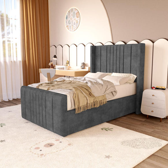 Cambridge Kids Upholstered Bed - Charcoal Coniston