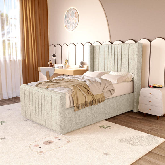 Cambridge Kids Upholstered Bed - Cream Chenille