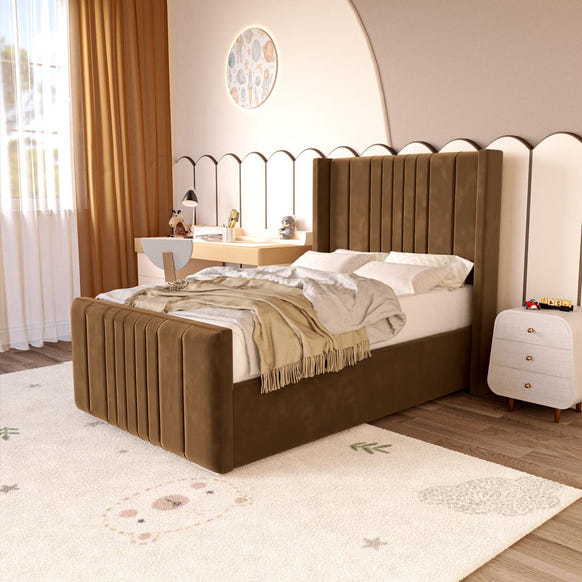 Cambridge Kids Upholstered Bed - Mocca Plush Velvet