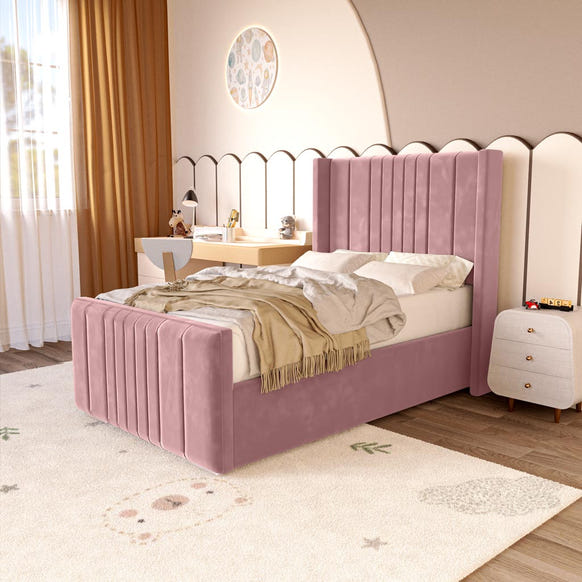 Cambridge Kids Upholstered Bed - Pink Plush Velvet