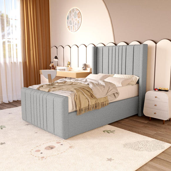 Cambridge Kids Upholstered Bed - Silver Linoso