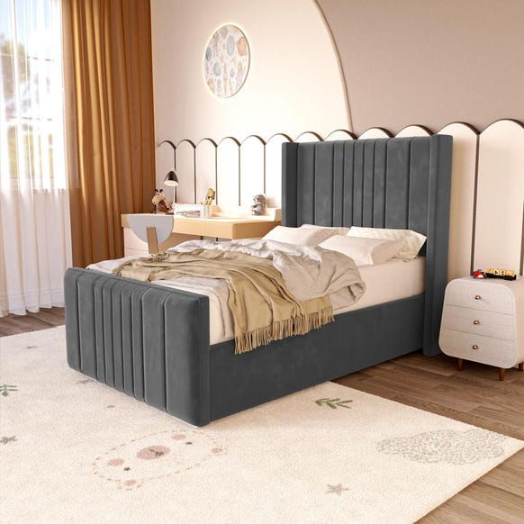 Cambridge Kids Upholstered Bed - Steel Plush Velvet