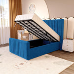 Cambridge Kids Upholstered Ottoman Bed - Blue Plush Velvet