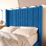 Cambridge Kids Upholstered Ottoman Bed - Blue Plush Velvet