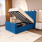 Cambridge Kids Upholstered Ottoman Bed - Blue Plush Velvet
