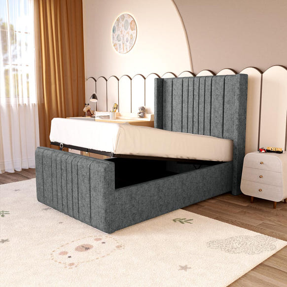 Cambridge Kids Upholstered Ottoman Bed - Charcoal Chenille