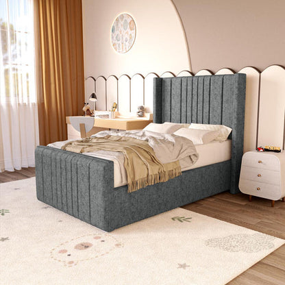 Cambridge Kids Upholstered Ottoman Bed - Charcoal Chenille