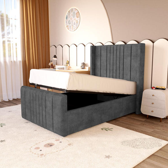 Cambridge Kids Upholstered Ottoman Bed - Charcoal Coniston