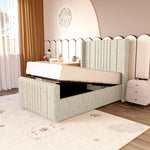 Cambridge Kids Upholstered Ottoman Bed - Cream Chenille