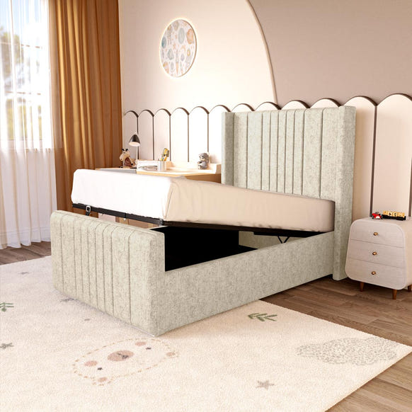 Cambridge Kids Upholstered Ottoman Bed - Cream Chenille