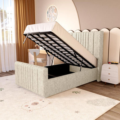 Cambridge Kids Upholstered Ottoman Bed - Cream Chenille