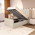 Cambridge Kids Upholstered Ottoman Bed - Cream Chenille