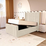 Cambridge Kids Upholstered Ottoman Bed - Cream Plush Velvet