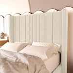 Cambridge Kids Upholstered Ottoman Bed - Cream Plush Velvet