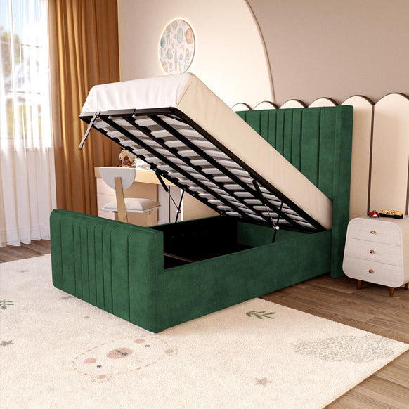 Cambridge Kids Upholstered Ottoman Bed - Emerald Coniston