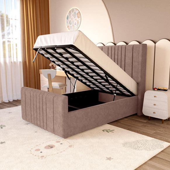Cambridge Kids Upholstered Ottoman Bed - Mauve Naples
