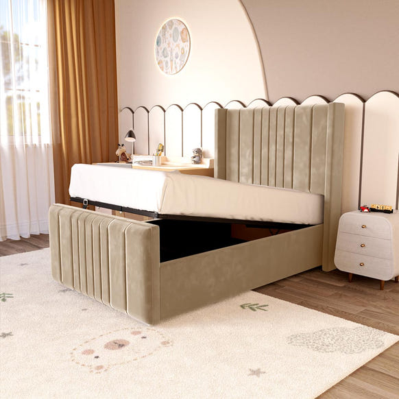 Cambridge Kids Upholstered Ottoman Bed - Mink Plush Velvet