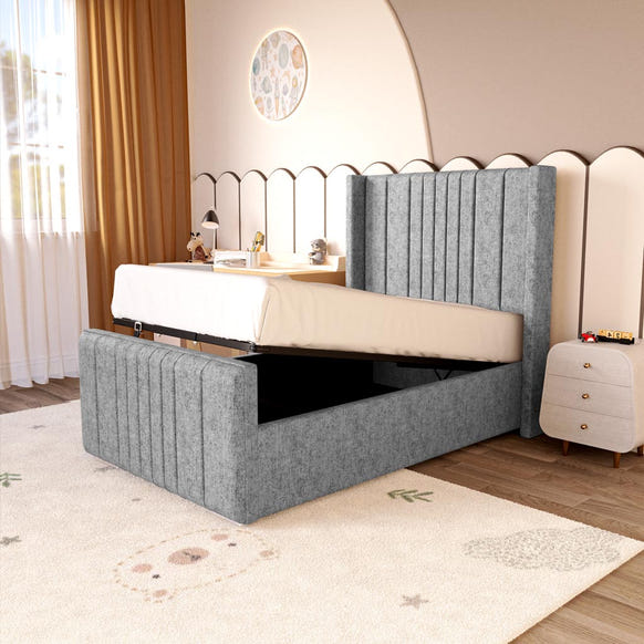 Cambridge Kids Upholstered Ottoman Bed - Silver Chenille