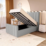 Cambridge Kids Upholstered Ottoman Bed - Silver Linoso