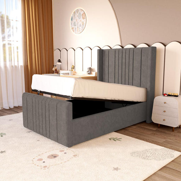 Cambridge Kids Upholstered Ottoman Bed - Slate Grey Naples