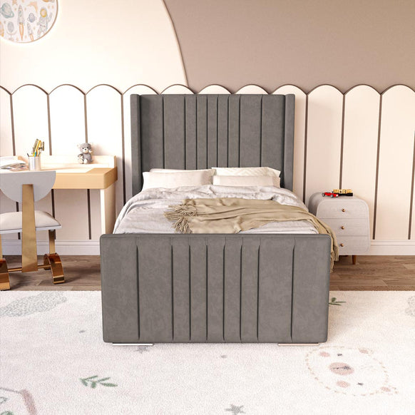 Cambridge Kids Upholstered Ottoman Bed - Slate Grey Naples