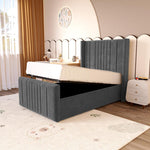 Cambridge Kids Upholstered Ottoman Bed - Steel Plush Velvet