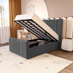 Cambridge Kids Upholstered Ottoman Bed - Steel Plush Velvet