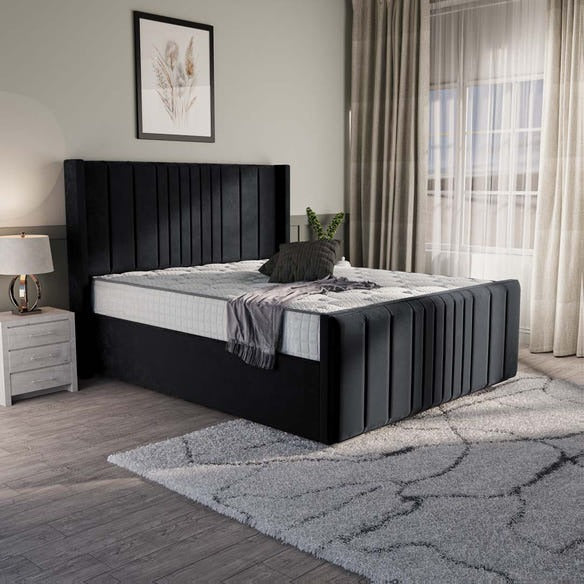 Cambridge Upholstered Bed - Black Plush Velvet