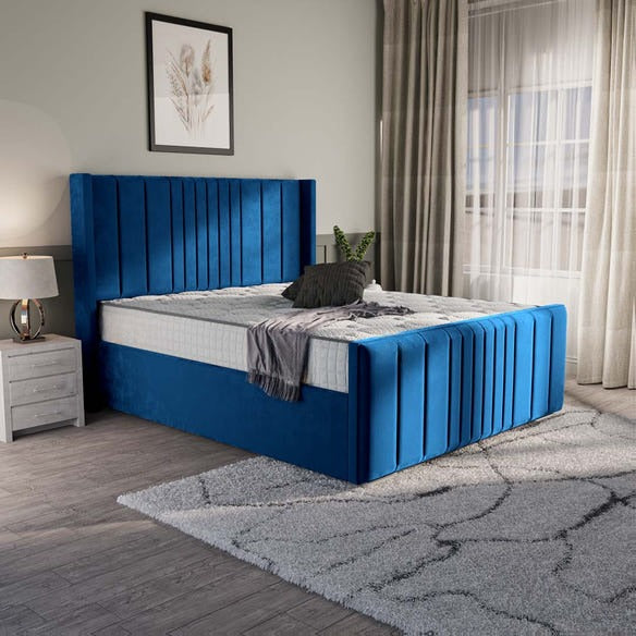 Cambridge Upholstered Bed - Blue Plush Velvet