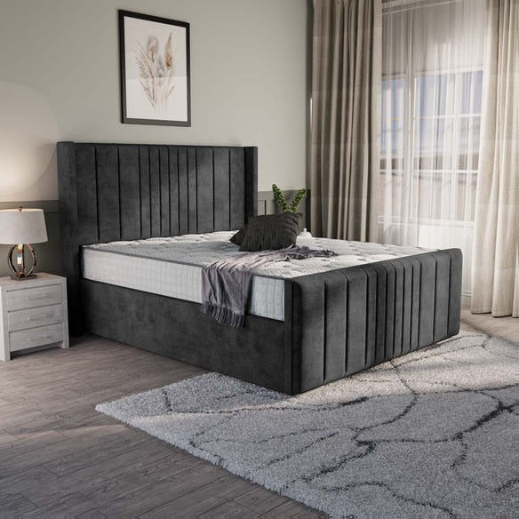 Cambridge Upholstered Bed - Charcoal Coniston