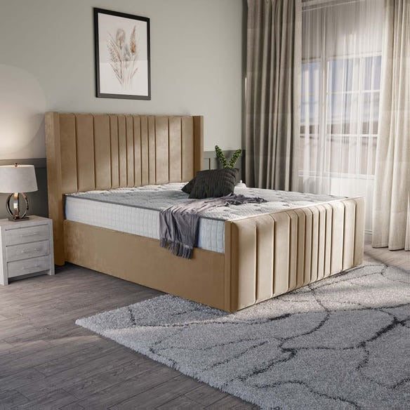 Cambridge Upholstered Bed - Mink Plush Velvet