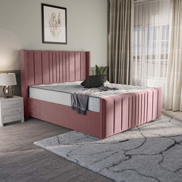 Cambridge Upholstered Bed - Pink Plush Velvet
