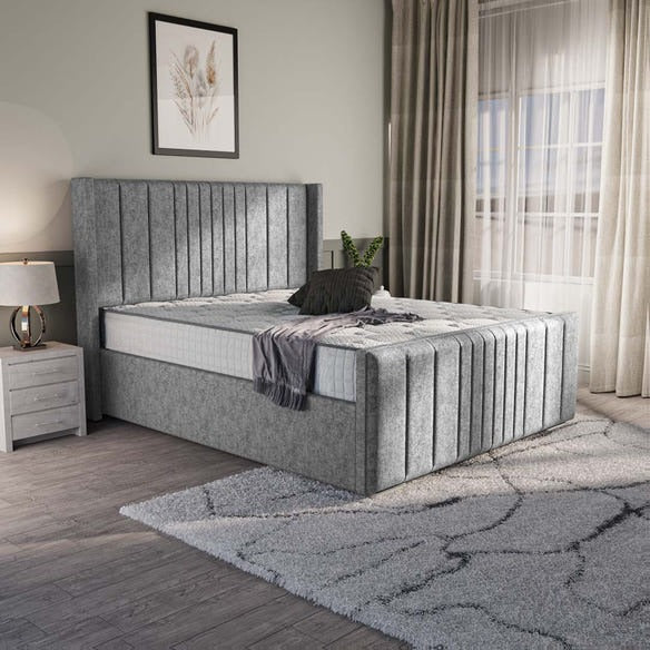 Cambridge Upholstered Bed - Silver Chenille