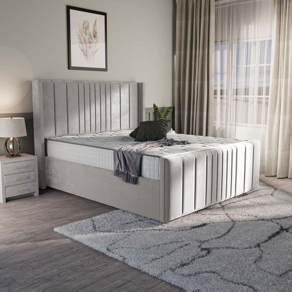 Cambridge Upholstered Bed - Silver Plush Velvet