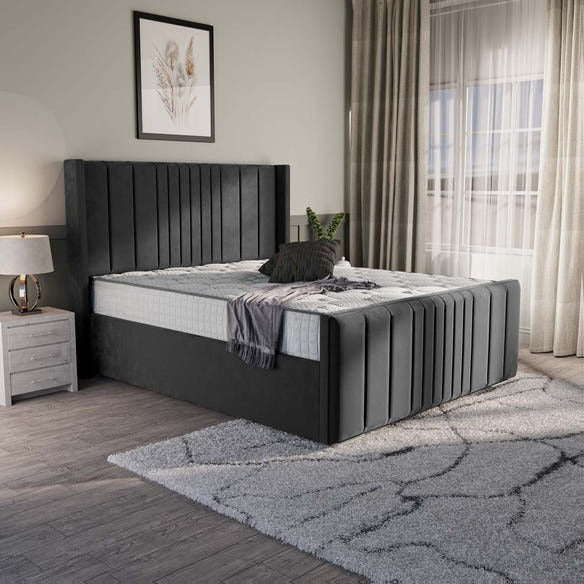 Cambridge Upholstered Bed - Steel Plush Velvet