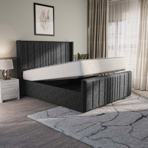 Cambridge Upholstered Ottoman Bed - Black Chenille