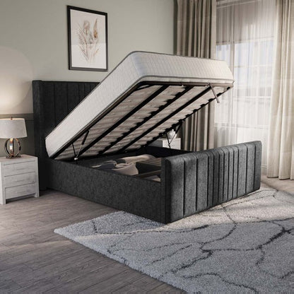 Cambridge Upholstered Ottoman Bed - Black Chenille