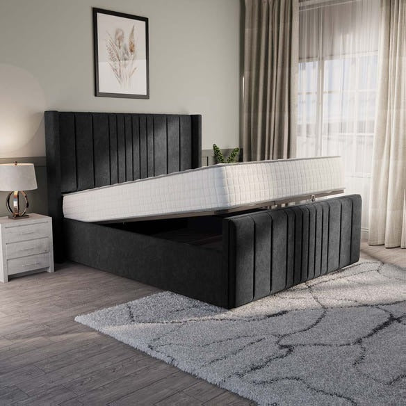 Cambridge Upholstered Ottoman Bed - Black Naples