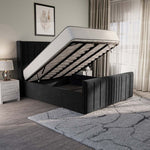 Cambridge Upholstered Ottoman Bed - Black Naples