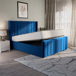 Cambridge Upholstered Ottoman Bed - Blue Plush Velvet