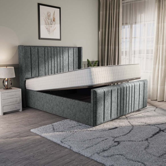 Cambridge Upholstered Ottoman Bed - Charcoal Chenille