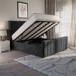 Cambridge Upholstered Ottoman Bed - Charcoal Coniston