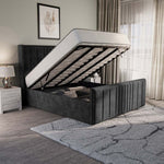 Cambridge Upholstered Ottoman Bed - Charcoal Coniston