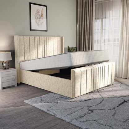 Cambridge Upholstered Ottoman Bed - Cream Chenille