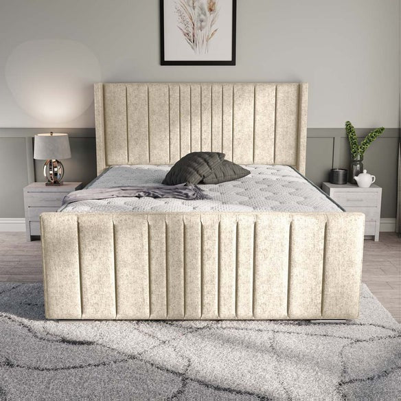 Cambridge Upholstered Ottoman Bed - Cream Chenille