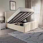 Cambridge Upholstered Ottoman Bed - Cream Plush Velvet