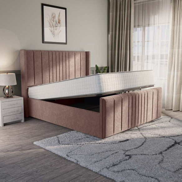 Cambridge Upholstered Ottoman Bed - Mauve Naples