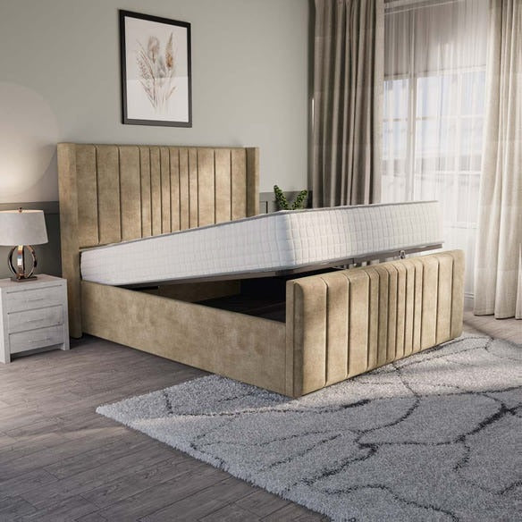 Cambridge Upholstered Ottoman Bed - Mink Coniston