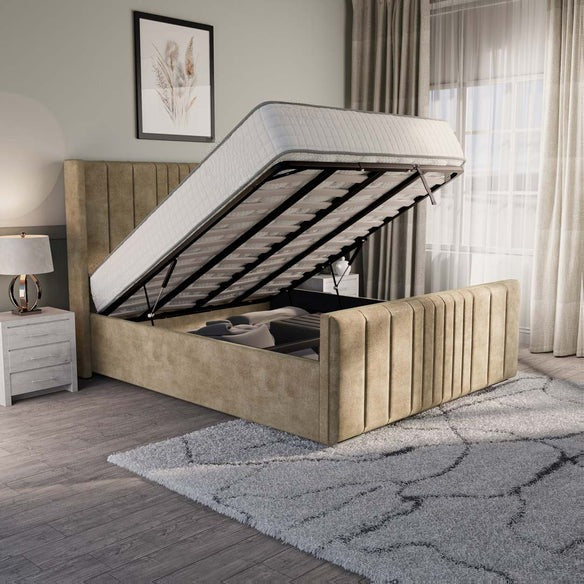 Cambridge Upholstered Ottoman Bed - Mink Coniston